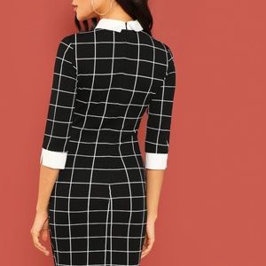 Collared Grid Combo Dress